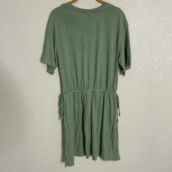 Old Navy Green Olive Tie Side Linen Blend T Shirt Dress Petite Medium - Picture 5 of 7
